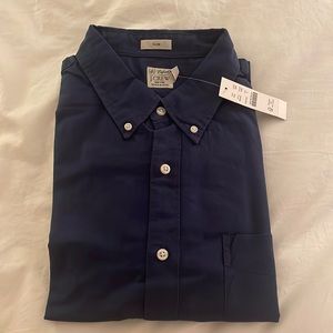 NWT J Crew men’s navy slim organic cotton Oxford button-down shirt size large